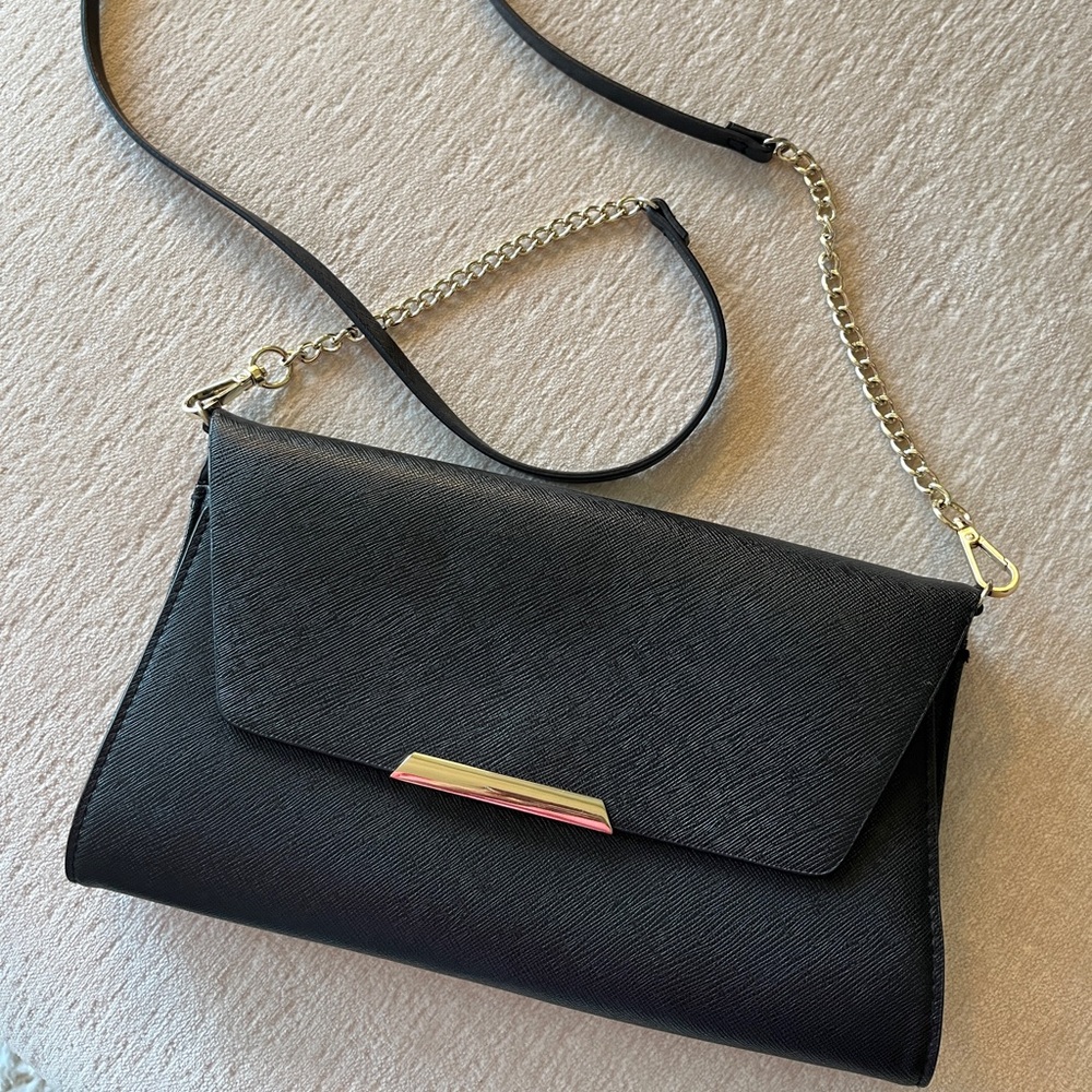 H&M Black Crossbody Bag with Gold Accent
